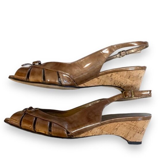 VANELI - Bronze Sling Back Wedge Sandal- Real Leather Soles - Size 7.5M - Picture 2 of 8